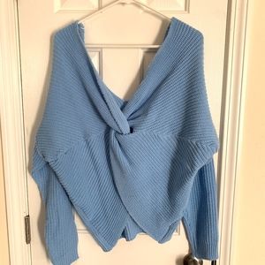 Zaful Sweaters - Zaful Blue Crossback Sweater - Size 3 (NWOT) Zaful Sweaters - Zaful Blue Crossback Sweater - Size 3 (NWOT)
